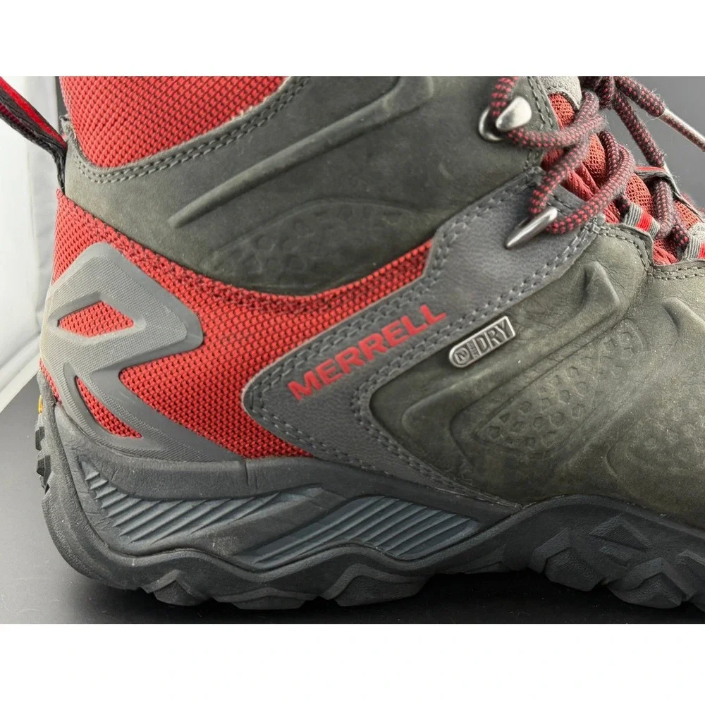 Merrell Granite-Waterproof Hiking Boots, Grey Red, Vibram, J32753, Mens 11.5